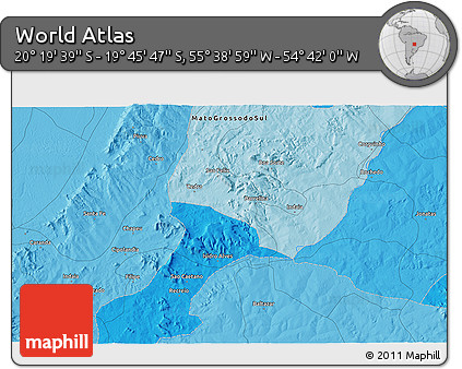 Political 3D Map of the Area around 20° 2' 43" S, 55° 10' 29" W