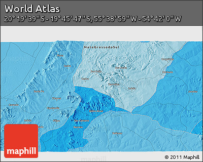Political 3D Map of the Area around 20° 2' 43" S, 55° 10' 29" W
