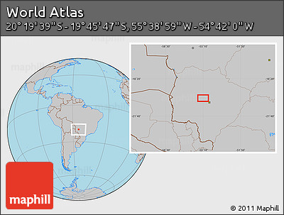 Gray Location Map of the Area around 20° 2' 43" S, 55° 10' 29" W