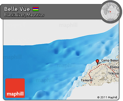 Shaded Relief Panoramic Map of Belle Vue