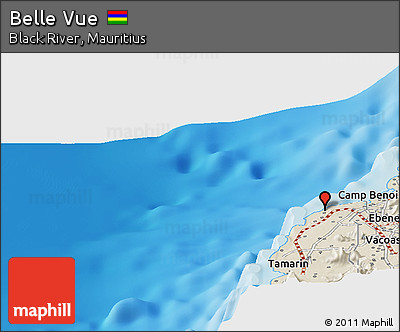 Shaded Relief Panoramic Map of Belle Vue