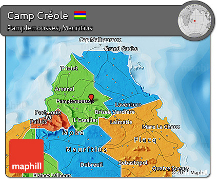 Political 3D Map of Camp Créole