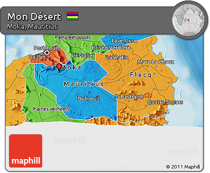 Political 3D Map of Mon Désert