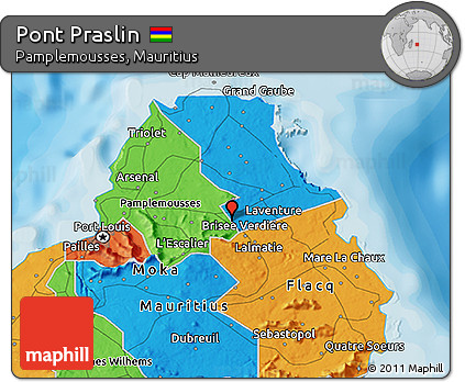 Political 3D Map of Pont Praslin