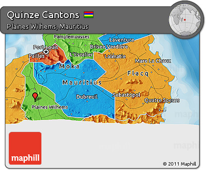 Political 3D Map of Quinze Cantons
