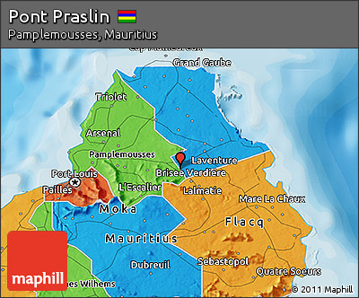 Political 3D Map of Pont Praslin