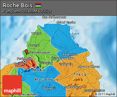 Political 3D Map of Roche Bois