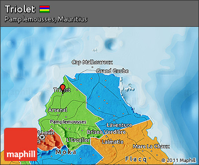 Political 3D Map of Triolet