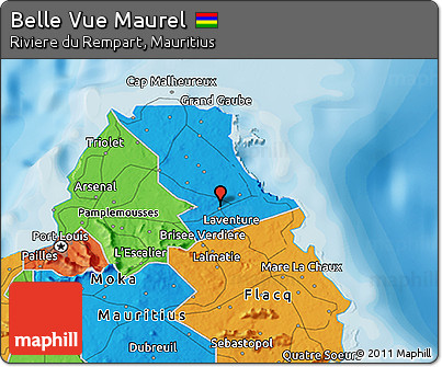 Political 3D Map of Belle Vue Maurel
