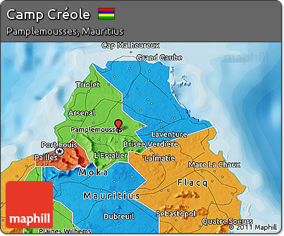 Political 3D Map of Camp Créole