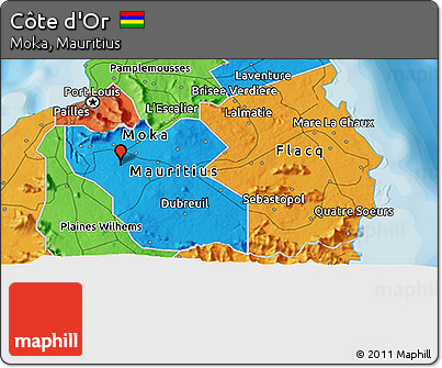 Political 3D Map of Côte D'Or