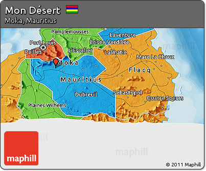 Political 3D Map of Mon Désert