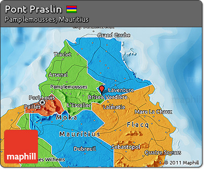 Political 3D Map of Pont Praslin