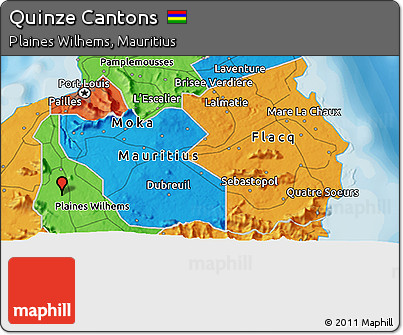 Political 3D Map of Quinze Cantons