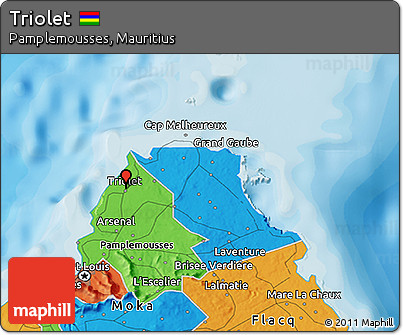 Political 3D Map of Triolet