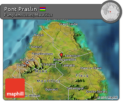 Satellite 3D Map of Pont Praslin