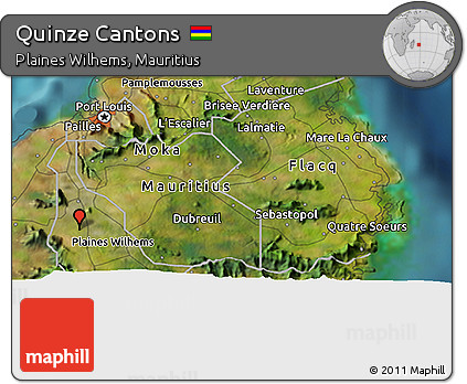 Satellite 3D Map of Quinze Cantons