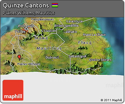 Satellite 3D Map of Quinze Cantons