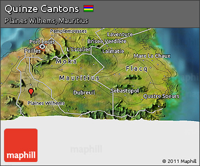 Satellite 3D Map of Quinze Cantons