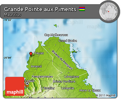 Physical Map of Grande Pointe Aux Piments