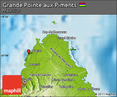 Physical Map of Grande Pointe Aux Piments