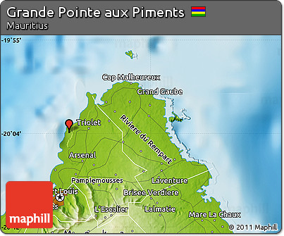 Physical Map of Grande Pointe Aux Piments