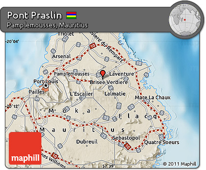 Shaded Relief Map of Pont Praslin