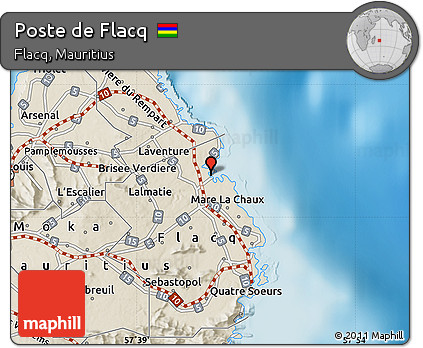 Shaded Relief Map of Poste De Flacq