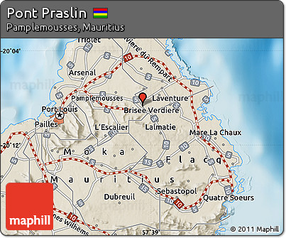 Shaded Relief Map of Pont Praslin