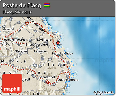 Shaded Relief Map of Poste De Flacq