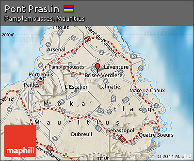 Shaded Relief Map of Pont Praslin