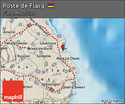 Shaded Relief Map of Poste De Flacq