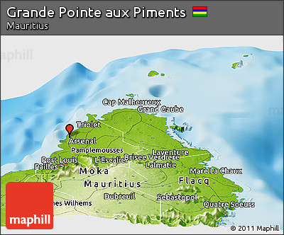 Physical Panoramic Map of Grande Pointe Aux Piments