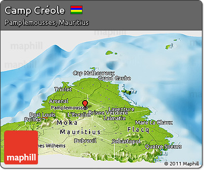 Physical Panoramic Map of Camp Créole
