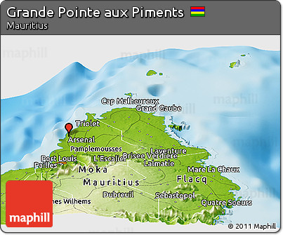 Physical Panoramic Map of Grande Pointe Aux Piments