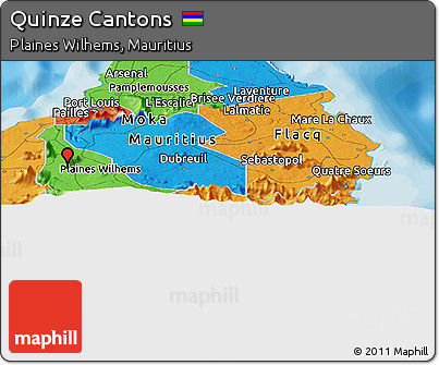 Political Panoramic Map of Quinze Cantons