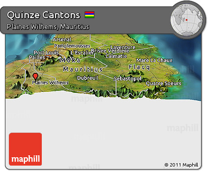 Satellite Panoramic Map of Quinze Cantons