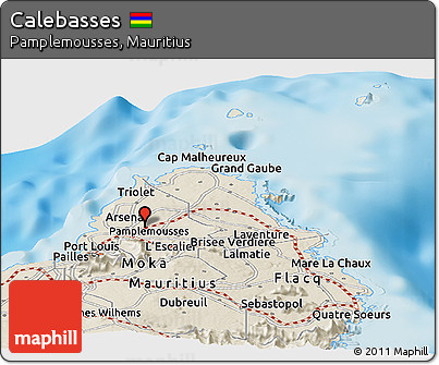 Shaded Relief Panoramic Map of Calebasses