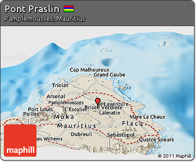 Shaded Relief Panoramic Map of Pont Praslin