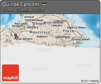 Shaded Relief Panoramic Map of Quinze Cantons