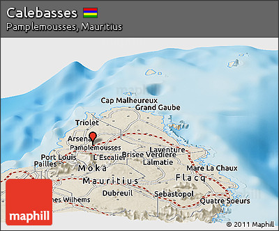 Shaded Relief Panoramic Map of Calebasses