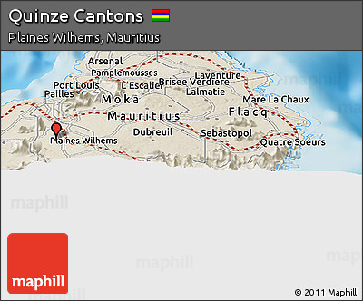 Shaded Relief Panoramic Map of Quinze Cantons