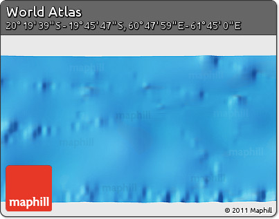 Physical 3D Map of the Area around 20° 2' 43" S, 61° 16' 29" E