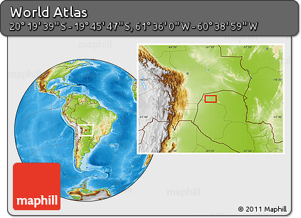 Physical Location Map of the Area around 20° 2' 43" S, 61° 7' 30" W