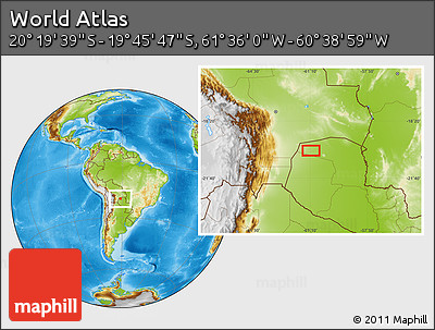 Physical Location Map of the Area around 20° 2' 43" S, 61° 7' 30" W