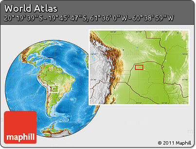 Physical Location Map of the Area around 20° 2' 43" S, 61° 7' 30" W