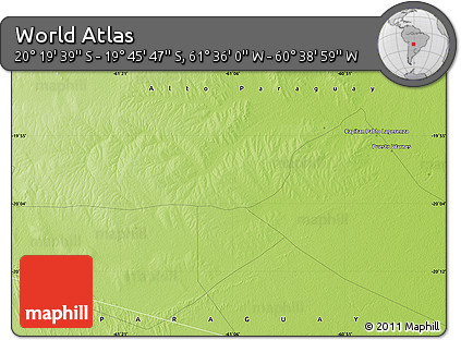Physical Map of the Area around 20° 2' 43" S, 61° 7' 30" W
