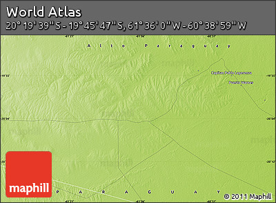 Physical Map of the Area around 20° 2' 43" S, 61° 7' 30" W