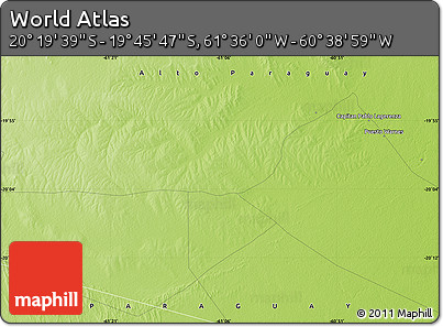Physical Map of the Area around 20° 2' 43" S, 61° 7' 30" W