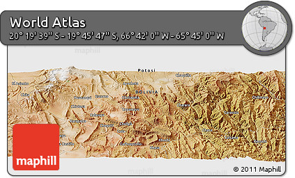 Satellite Panoramic Map of the Area around 20° 2' 43" S, 66° 13' 29" W